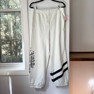Free People All Star Logo Wide Leg Jogger Sweatpants White Size Large